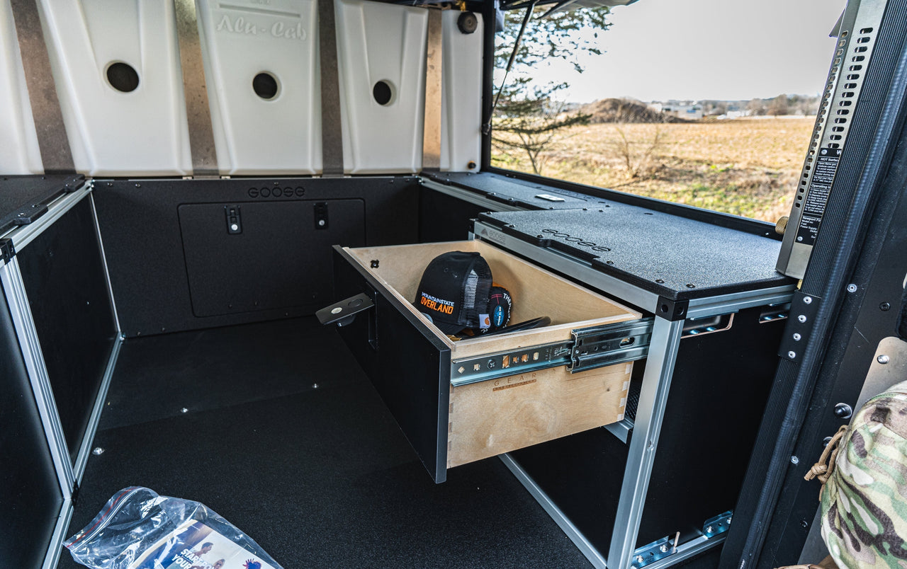 GOOSE GEAR Alu-Cab Canopy Camper V2 - Ford Ranger 2019-Present 4th Gen. - Rear Double Drawer Module - 5' Bed